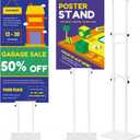 Thyle 1 Pcs White Poster Board Holder Stand Height up to 80" Heavy Duty Welcome Sign Stand Double Sided Easel Holder with Base Adjustable Portable Sign for Wedding Restaurant(Metal)