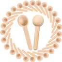 Patelai Mini Wooden Spoons Bulk Small Condiments Tiny Jars Spoons for Coffee Condiment Honey Teas Sugar Kitchen Cooking Bath Salt 3 Inch(30 Pieces,Cute Style)