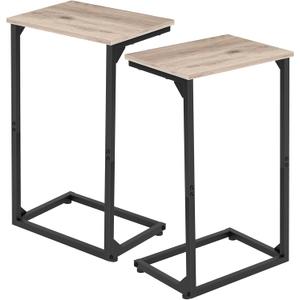 AMHANCIBLE C Shaped End Tables Set of 2, Couch Side Tables That Slide Under, TV Trays for Living Room, Bedroom, Small Space, Sofa, Grey HET02BGY (Greige)