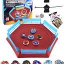 Battling Top Stadium Battle Set, 6 Metal Fusion Spinning Tops 2 Launchers 1 Arena Combat Game, Toy Gift for Kids Boys Ages 6+