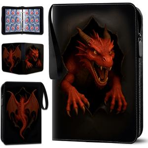 Trading Card Albums with Zipper - 9 Pocket Double Sided Collection Binder for 900 Cards, Trading Card Sleeves for 3 Ring, Durable Scratch-Resistant PU Cover, Portable Organizer for MTG & Game Cards