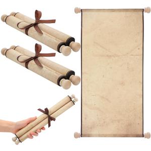 Epakh 2 Pack Blank Paper Scrolls Wrapped on Wood Rod for Writing, Drawing, Calligraphy, Wedding Vows, Cosplay Prop, Renaissance Festivals, Tabletop Role Playing Game(Old Color)