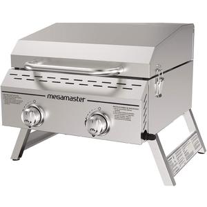 Premium Outdoor Cooking 2-Burner Grill, While Camping, Outdoor Kitchen, Patio Garden, Barbecue with Two Foldable legs, Silver in Stainless Steel (2-Burner Portable with 2 foldable legs)
