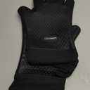 GEEKHOM BBQ Gloves Heat Resistant, 13.7 Inch Long Waterproof Silicone Oven Mitts for Grilling and Smoker, Non-Slip 5 Finger Kitchen Hot Mitts for Baking, Cooking & Cast Iron, Black (One Size Fits Most)