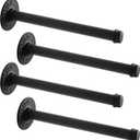 IBUYKE 4 Pcs 12 Inch Industrial Pipe Clothes Bar, Multifunctional Wall Mounted Clothes Rail, Heavy Duty Rustic Wall Mounted DIY Shelving Brackets, for Bedroom Bathroom, Black TYJ004H