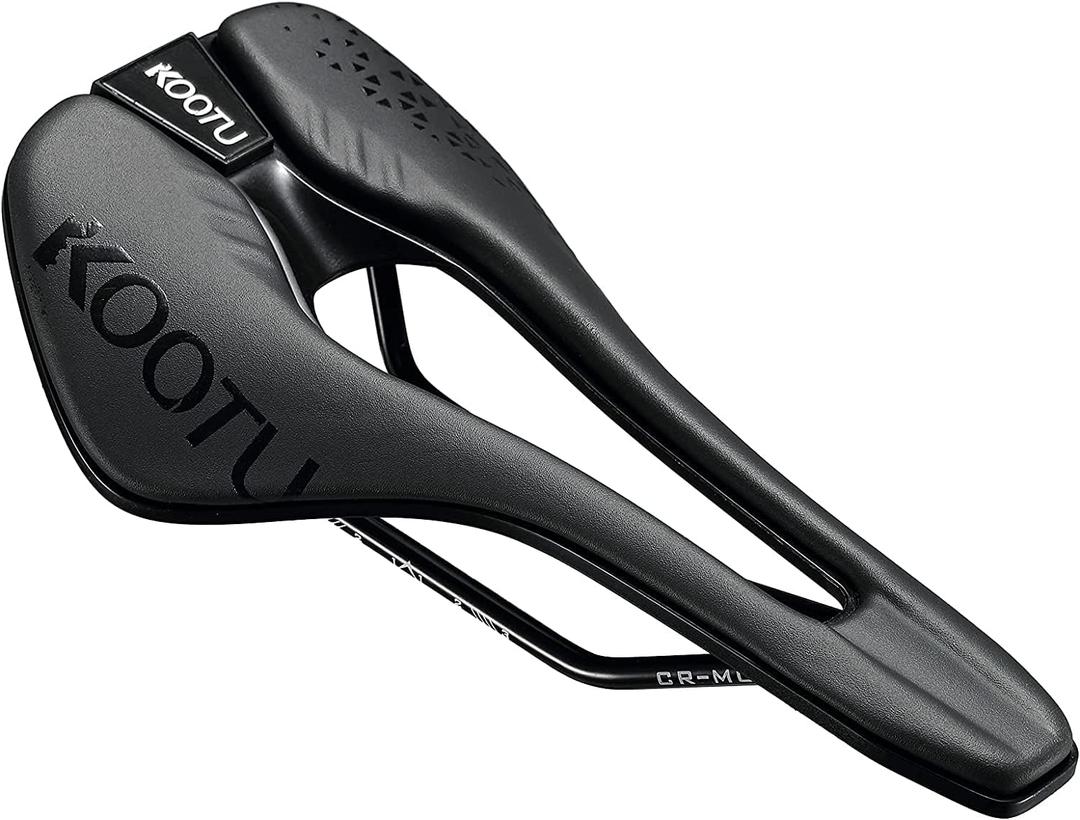 KOOTU Road Bike Saddle, Comfortable Waterproof Bicycle Seat for Men and Women, Breathable Shock-Absorbing Bike Seat for MTB, Road Bikes, BMX & Exercise (Gloss Black)