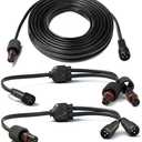 19.6FT Outdoor Light Extension Cord Compatible with Govee 3-Pin Waterproof Power Cable with 2 Y-Splitter IP68 Permanent Lighting Extension Wire for Patio Garden Roof Decorations