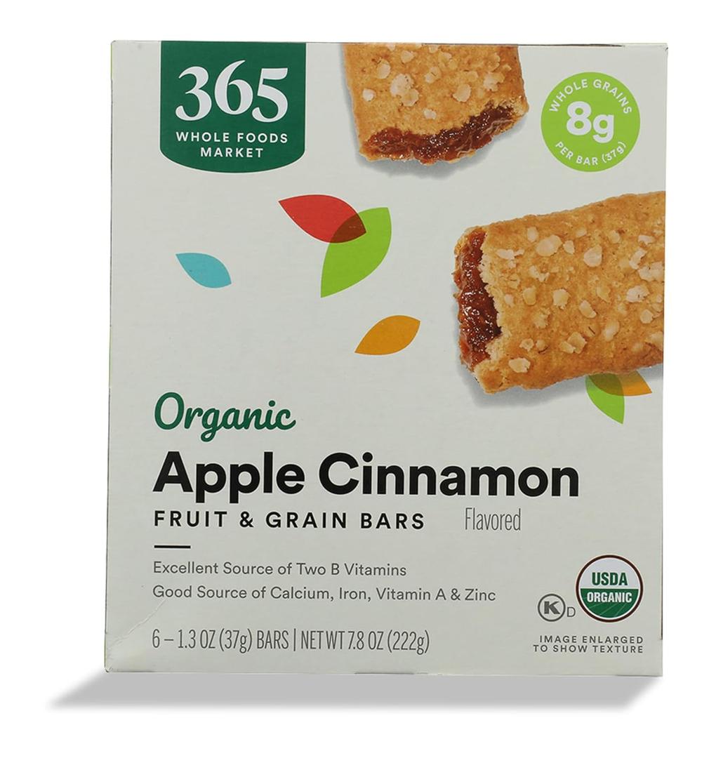 5 x 365 by Whole Foods Market, Organic Apple Cereal Bar 6 Count, 7.8 Ounce (EXP 11/08/26)