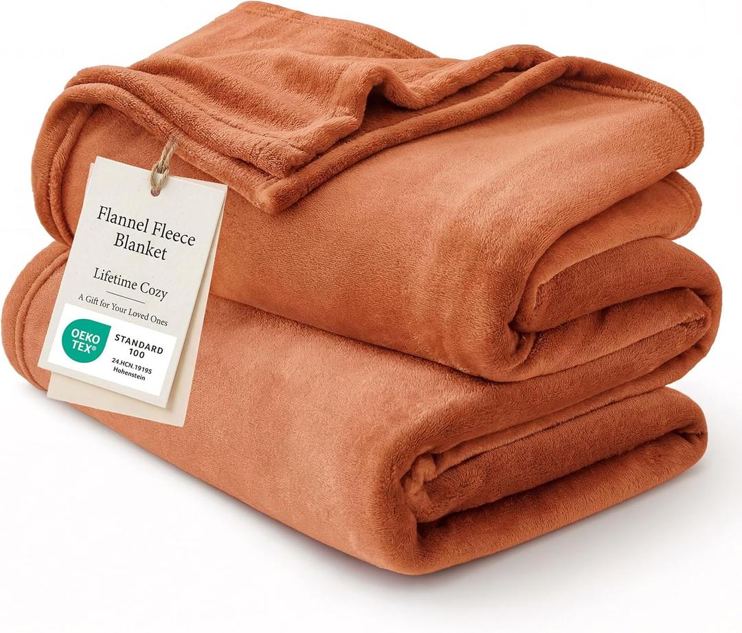 Bedsure GentleSoft Twin XL Fleece Blanket Dorm Bedding - Lightweight Soft Cozy Blankets for Bed, Sofa, Couch, Travel, Camping, Dark Orange, 66"x90"