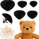 Chengu 100 Pcs Plastic Animal Safety Noses for Crochet Flocking Toy Noses with Washers 15 mm, 18, 22, 24, 30, for Craft Doll Puppet Plush Bear Accessories(Black)