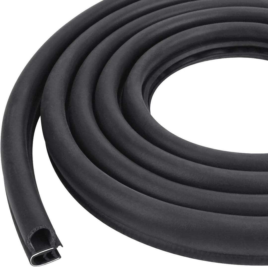 Heavy Duty Automotive Door Weather Stripping 10Ft Car Door Rubber Edge Trim Seal Strip Gasket with Side Bulb for Car Bus Camper Boat RV Truck Doors