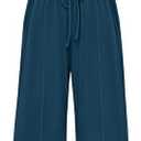 PRETTYGARDEN Womens Summer Outfits 2 Piece Sets Casual Ribbed Knit Crop Tube Top Wide Leg Pants Spring Matching Lounge Set(Dark Blue, Small)