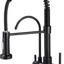 3-in-1 Reverse Osmosis Kitchen Sink Faucet with Spring Sprayer, Matte Black Dual Handle Brass Faucet, RO Water Filter Faucet with Aerated Stream & High Pressure Spray