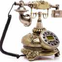Retro Telephone, Vintage Bronze Classic Antique Style Landline Phone for Home, Office, Film & Vintage Décor, Classic Old Fashioned Desk Telephone with Redial, Real Working & Decorative Phone