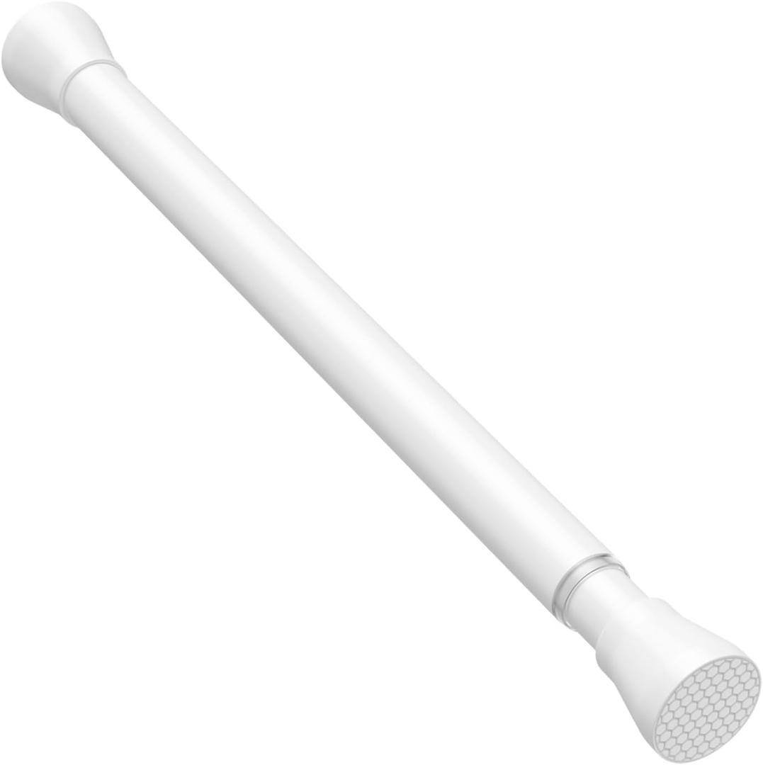 AIZESI White Tension Curtain Rod 16 to 26 Inch, 7/8 Diameter Adjustable Spring Curtain Rod Small Tension Rods, Short Curtain Rods for Window, Kitchen, Closet, Cupboard, Bookshelf DIY Projects