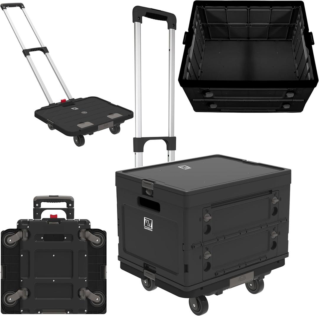 Wellmax WM99800BK Rolling Crate Cart with Wheels, Foldable Utility Cart for Teachers, Shopping, Office | Silent Wheels, Aluminum Handle, 132 lbs Capacity  Black Wellmax WM99800BK Rolling Crate Cart with Wheels, Foldable Utility Cart for Teachers, Shopping, Office | Silent Wheels, Aluminum Handle, 132 lbs Capacity  Black