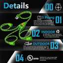 2 x 3 Way Extension Cord with LED Switch, 3.28FT Heavy Duty Green Power Cord Splitter,18AWG,10A/1250W,Automatic Overcurrent Protection,Indoor Use,for High-Power Electrical Appliances