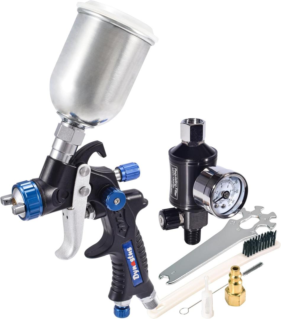 Dynastus Touch Up Composite HVLP Air Spray Gun Detail Paint Sprayer Spot Repair, with Digital Air Pressure Regulator