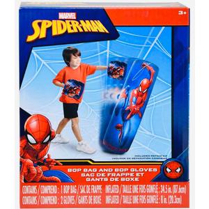 Spiderman Spider-Man Inflatable Bop Bag & Bop Gloves Set Kids Punching Bag with Gloves, Freestanding Superhero Blow Up Bouncing Boxing Bag for Exercise, Durable Heavy Duty Indoor and Outdoor - 34.5"