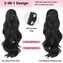 18" Claw Clip Pony Tails Hair Extensions for Women Ponytail Extension Clip On Ponytails, 2-In-1 Drawstring & Claw Clip Ponytail Tangle-Free Synthetic Hair Pieces for a Smooth & Sleek Look