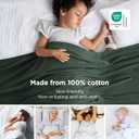 Bedsure GentleSoft 100% Cotton Blanket Queen Size for Bed - Breathable and Lightweight, Soft Cozy Textured Herringbone Woven Blanket for Summer Spring, Dark Green, 90x90 inches