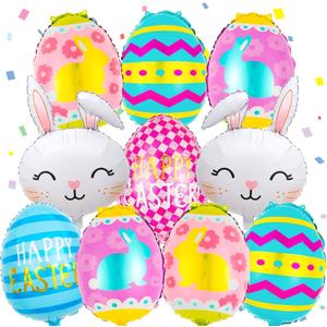 2 x Easter Egg Balloons, Easter Decorations with Easter Bunny Balloons and Colorful Egg Balloons, Easter Party Decorations (Colorful Egg)