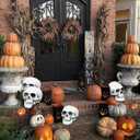 CUNHUYSmall Skulls Halloween Decor, 5 Inch Plastic Fake Skeletons, Mini Skulls for Crafts Outdoor Halloween Decorations, Realistic Miniature Human Skull Heads (4)