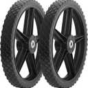 GICOOL 14 x 1.75'' Spoked Plastic Wheel and Tire, 2.45" Hub Length, 1/2" Inside Bearing, Universal Replacement Wheel for Lawn Mowers and DIY Trolley Wagon Cart, 2 Pack
