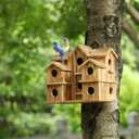 Bird Houses for Outside 10 Hole Bird House Room for 10 Bird Families Large Bird House for Garden/Courtyard/Backyard Decor Finch Bluebird Cardinals Handmade Hummingbird House