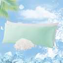 WhatsBedding Memory Foam Body Pillow with Zippered Cooling Cover, Full Body Pillow for Adults, Long Pillow for Sleeping, Fluffy Supportive, Ice Green