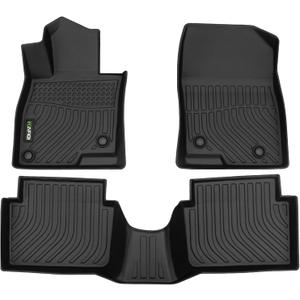 Floor Mats Custom for Mazda 3 2014-2018 All Weather Protection TPE Heavy Duty Non-Slip Automotive Floor Liners Fits Front& 2nd Row Full Set Accessories, Black