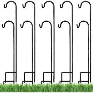 AshmanOnline Ashman Shepherds Hook 10 Pack Black, 35 Inches Tall, Made of Premium Metal for Hanging Solar Light, Bird Feeders, Mason Jars, Garden Stake and Wedding Dcor.