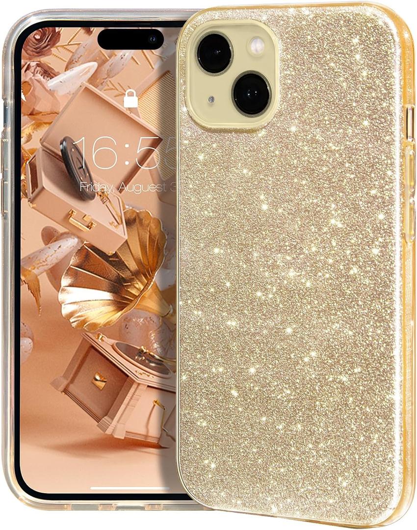 MATEPROX Compatible with iPhone 15 Plus Case Bling Sparkle Cute Girls Women Protective Cases Cover for iPhone 15 Plus 6.7" 2023-Gold
