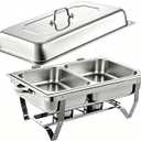 Stainless Steel Chafing Dish Foldable Food Warmer, 2lattices Fuel Holder Included, Food Warmer, 24.8"L x 14.17"W x 10.83"H