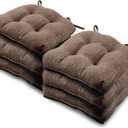 Basic Beyond Chair Cushions for Dining Chairs 6 Pack, Kitchen Chair Cushion with Ties and Non Slip Backing, 15.5 x 15.5 inches Tufted Chair Pads for Dining Chairs, Brown