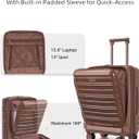 LARVENDER Carry On Luggage 22x14x9 Airline Approved, 20 Inch Expandable PC+ABS Hardside Carry On Luggage with Front Pocket Spinner Wheels TSA Lock for Women Men (Mocha)
