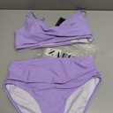 ZAFUL Women High Waisted Bikini Sets Two Piece Swimsuit Push Up Twist Front Ruched Bathing Suit (Purple, M)