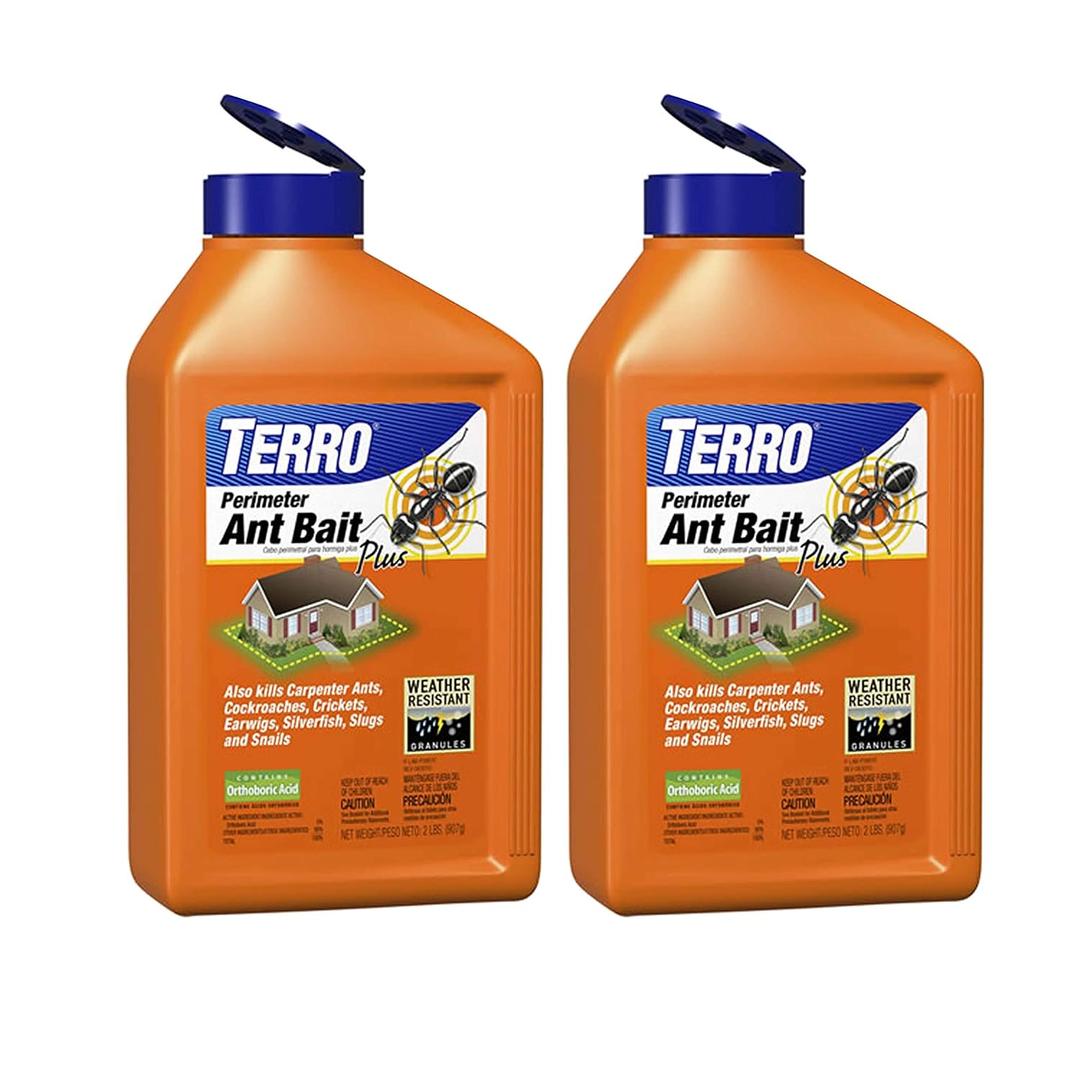 TERRO T2600 Perimeter Outdoor Ant Bait Plus - Attracts and Kills Carpenter Ants, Roaches, Crickets, Earwigs, Silverfish, Slugs and Snails - 2 Pack, 4Lbs