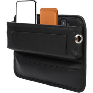 Car Seat Gap Filler with Pockets Leather Car Seat Organizer Automotive Accessories Front Seats Adjustable Gap Filler for Phones Glasses Keys Cards Black