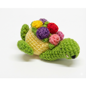 1Pcs Emotional Support Handmade Positive Crochet Animal Turtle, With flowers Gift with Encouraging Cards for Best Teacher Mom Dad Friends