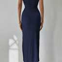 PRETTYGARDEN Women's Summer Wedding Guest Dress Strapless Tube Top Maxi Bodycon Long Floral Mesh Beach Vacation Party Dresses (Blue, L)