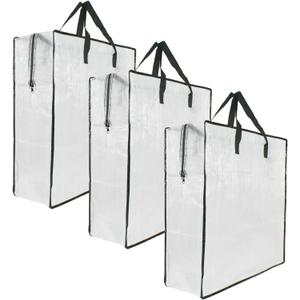 3 Pack Clear Storage Bags with Zipper and Handles, Blanket Bags For Closet Storage, Moving and Packing Supplies for College, Underbed Storage Organizer for Clothes Pillow Bedding Christmas Wreath