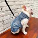 Dog Jean Jacket Pet Blue Denim Coat for Puppy Small Dogs Fashion Classic Overalls Girl Male Boy Cat Costumes Vintage Washed Vest Clothes Outfit Shirts (Blue, Medium)