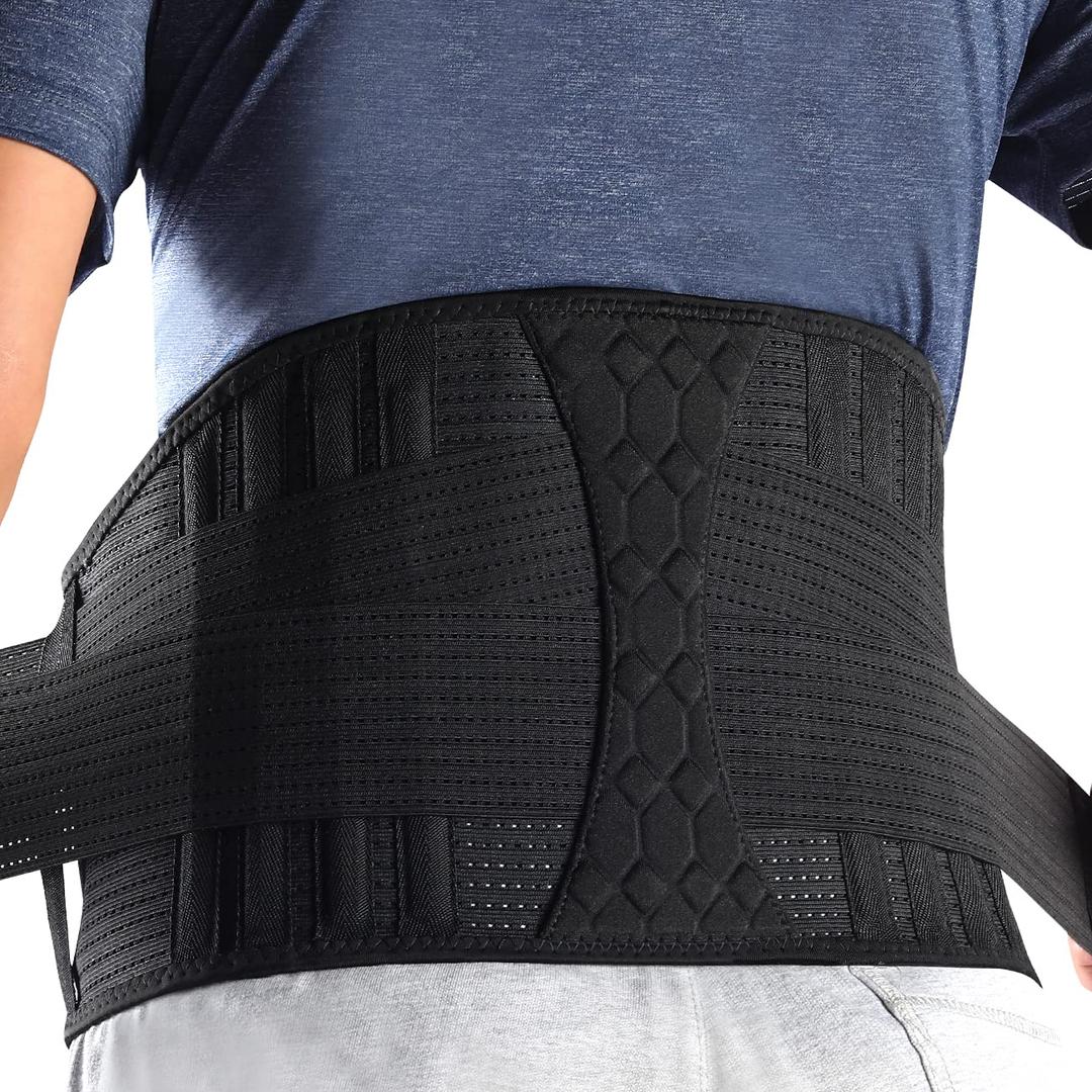 Lumbar Support Belt Lower Back Brace for Lifting, Herniated Disc, Sciatica, Pain Relief,Breathable Lumbar Brace for Men & Women (Large)