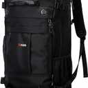 KAKA Travel Backpack,Carry-On Bag Water Resistant Flight Approved Weekender duffle backpack Rucksack Daypack for Men Women (Black upgrade) (22.4x11.8x5.9", Black(top Open))