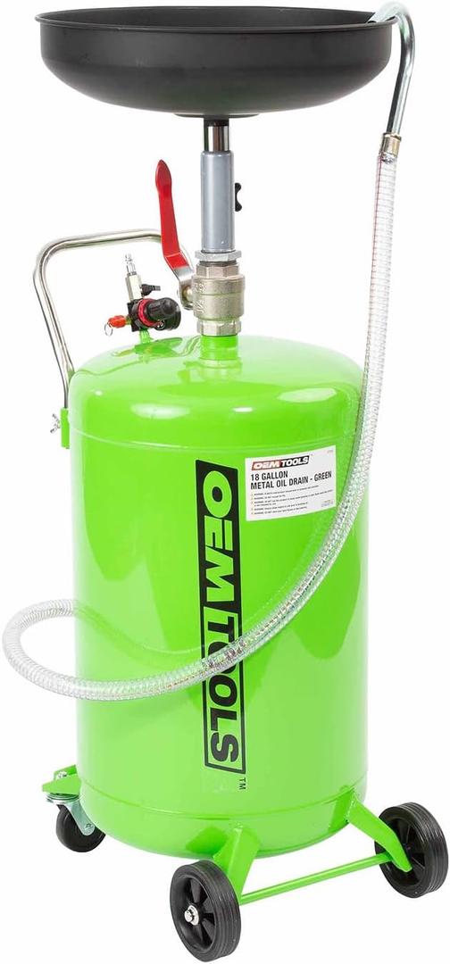 OEMTOOLS 87042 18 Gallon Portable Oil Lift Drain, Waste Oil Drain with Steel Waste Oil Container, Oil Changing, Oil Dolly for Motor Oil Drain, Funnel Drain