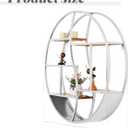 Round Wall Shelf,24 inch Metal Circle Shelf Wood Floating Shelves,Rustic Silver Wall Mounted Display Organizer Shelf for Fireplace,Living Room,Bathroom, Large