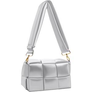 NAARIIAN Shoulder bags for women, Light-weight small puffer purses waterproof, hand-woven puffy bag crossbody handbag (Silver)