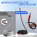 RIDGE WASHER Pressure Washer Hose 50 Feet X 3/8 Inch for Hot and Cold Water, 2-Wire Steel Braid Hose (R2), 3/8 Inch Quick Connect, 6000 PSI
