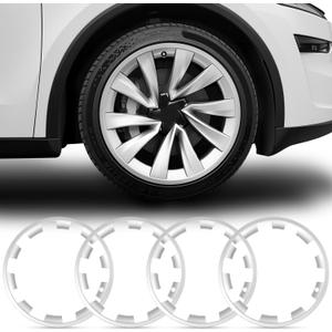 Wheel Rim Protector for Tesla Model Y Juniper 20 Helix Wheels, 4PCS ABS Anti-Curb Scratch Guard, Silver Rim Edge Trim, No-Drill Snap-On Installation, for Model Y 2026 Accessories